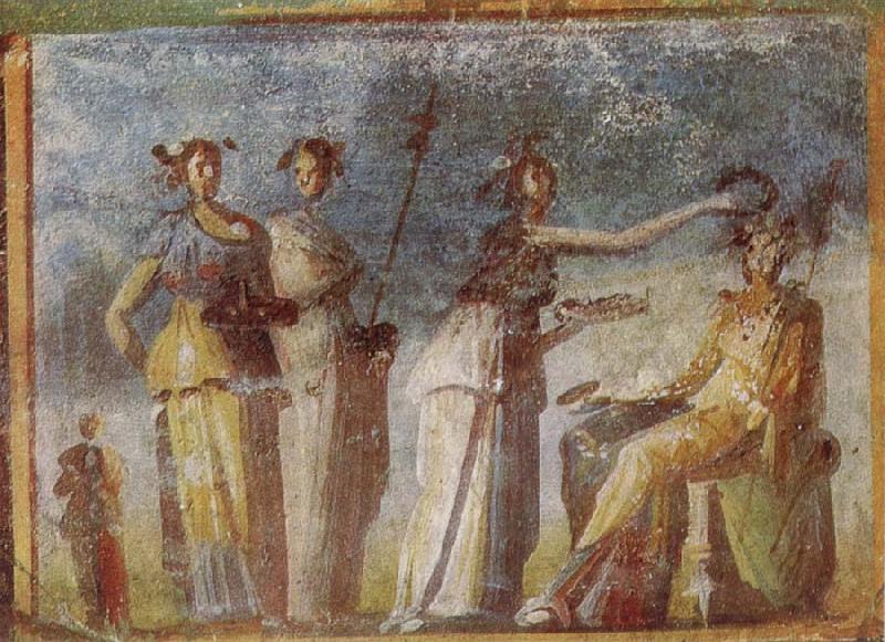 unknow artist Wall painting from Herculaneum showing in highly impres sionistic style the bringing of offerings to Dionysus Germany oil painting art